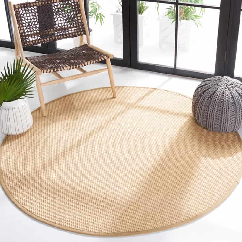 Trendy Janece Casual Striped Jute Area Rug