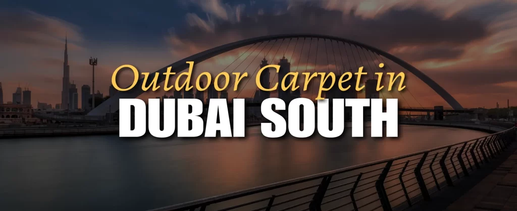 Durable outdoor carpet placed in a modern residential outdoor setting in Dubai South